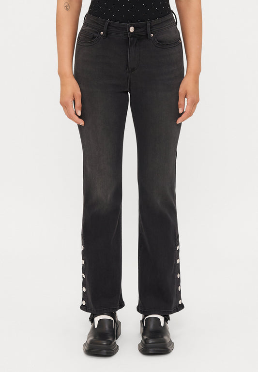 ONLY Petite ONLWAUW MID WAIST - Flared Jeans - Washed Black