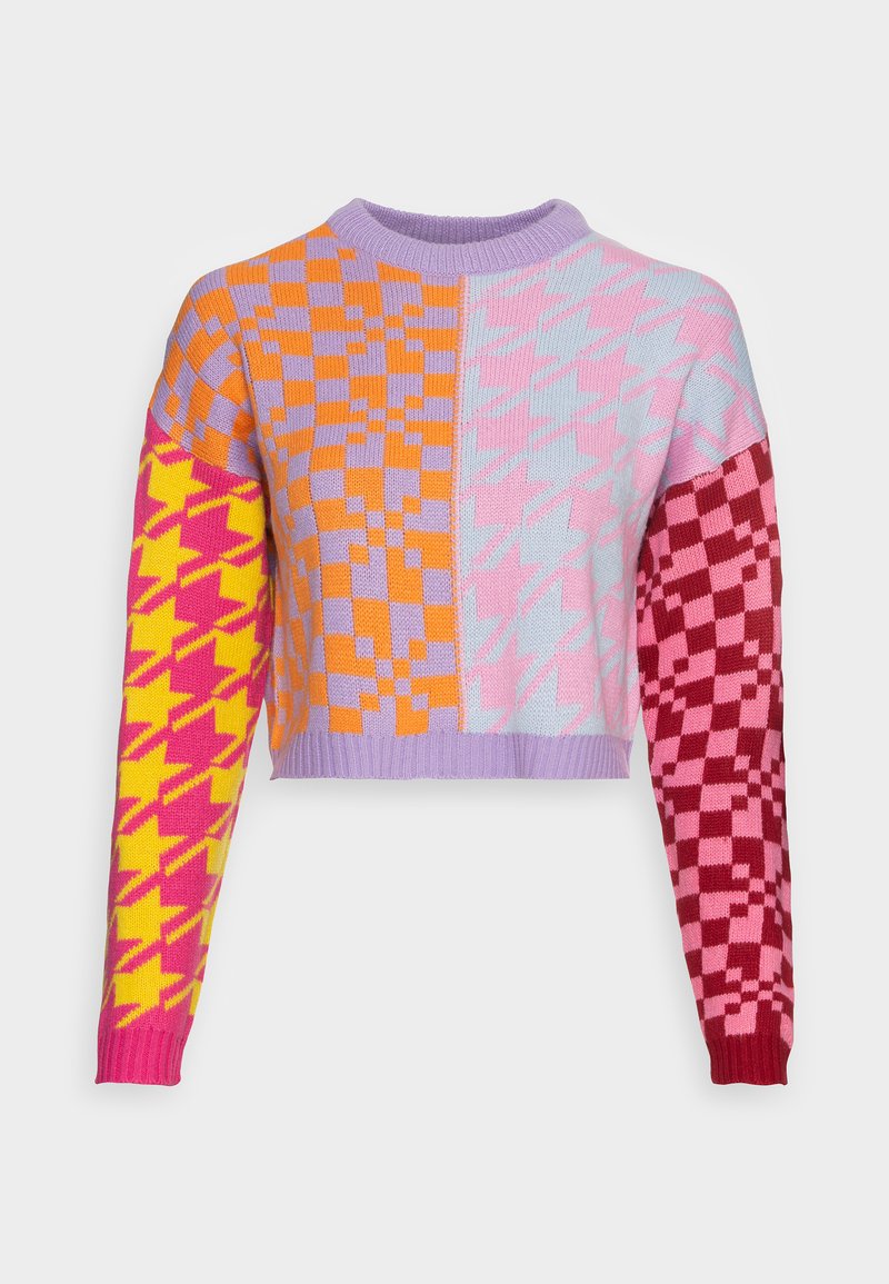 ONLY ONLMIX BLOCK CROPPED - Strickpullover - Blue/pattern Mix