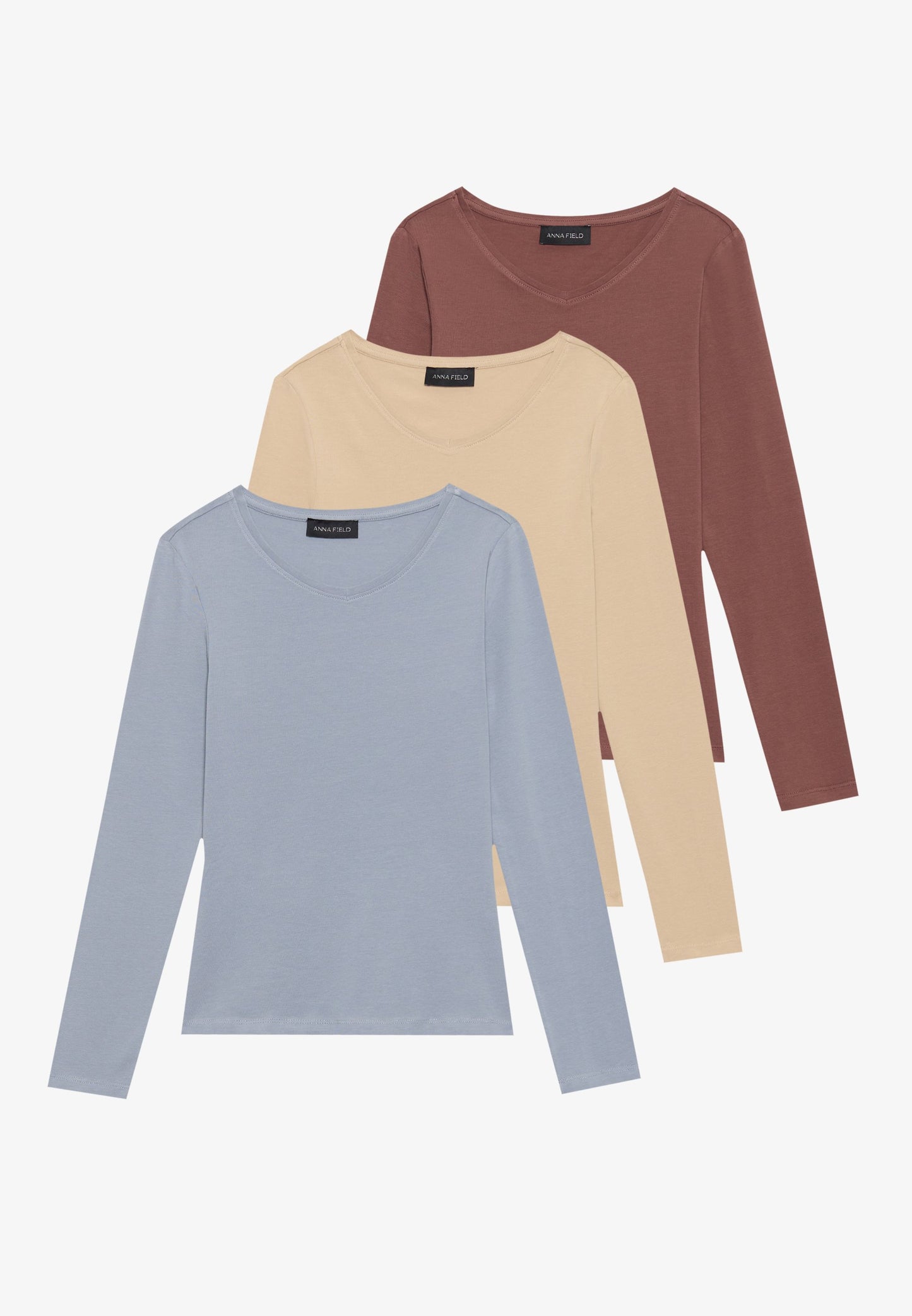 Anna Field 3 PACK - Long Sleeved Top - Black/bordeaux/white