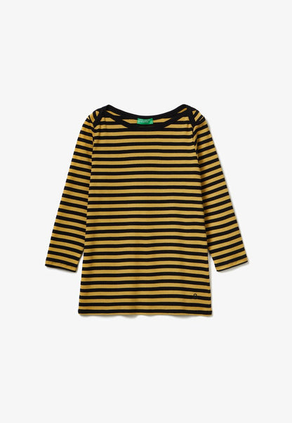 United Colors Of Benetton SLIM FIT IN STRIPED WITH SHORT SLEEVE - Langarmshirt - Mustard