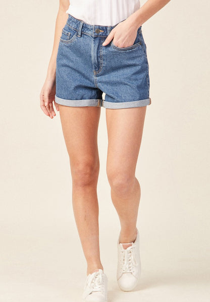  ÖKO-VERANTWORTLICHE MOM - Jeans Shorts - Denim Stone