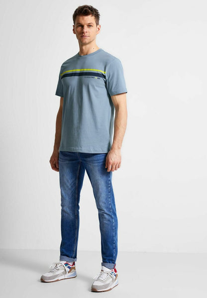  MIT STREIFENPRINT - T-Shirt Print - Grau