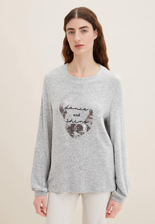 Tom Tailor GEMUSTERTES  - Langarmshirt - Concrete Grey Melange