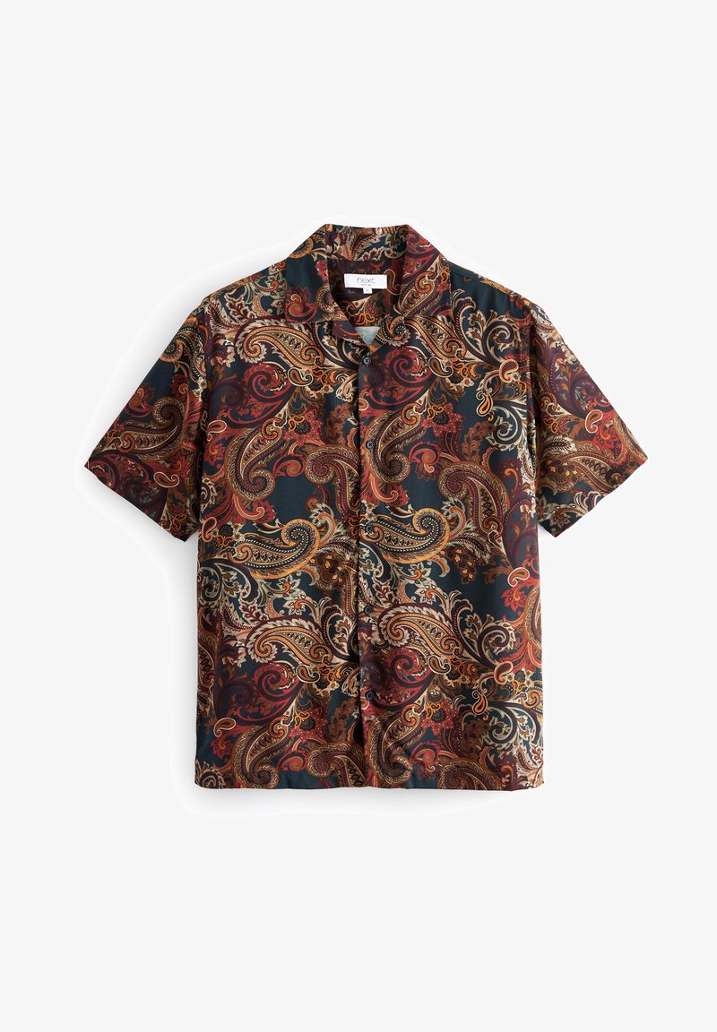 Next SHORT SLEEVE PRINTED - Hemd - Green/rust Brown