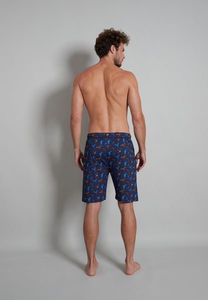  Nachtwäsche Hose - Blau Dunkel Allover