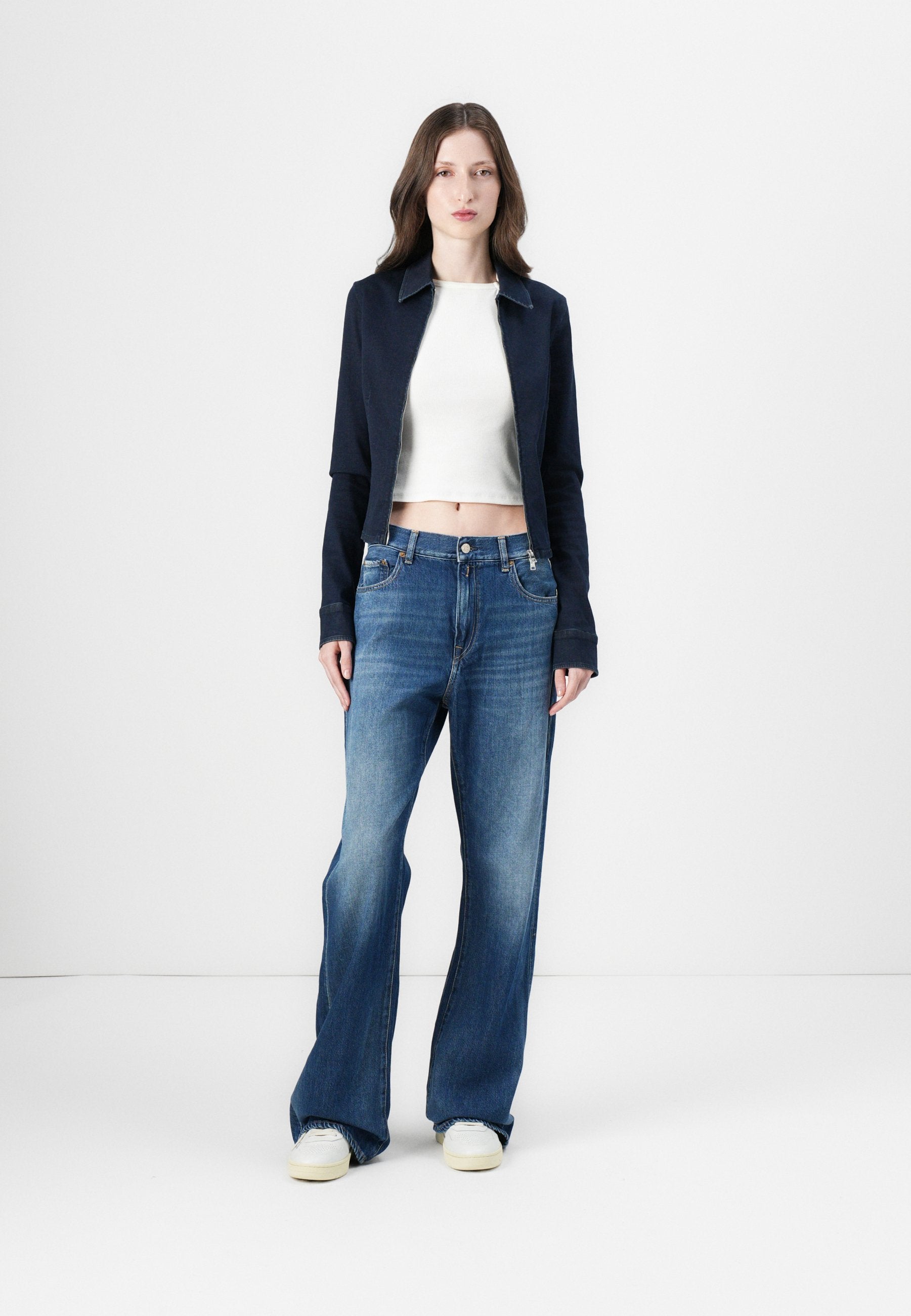 Replay FITTED TOUCH JACKET - Denim Jacket - Dark Blue