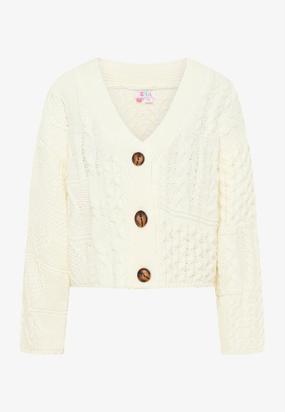 IZIA CROPPED GAYA - Strickjacke - Wollweiss