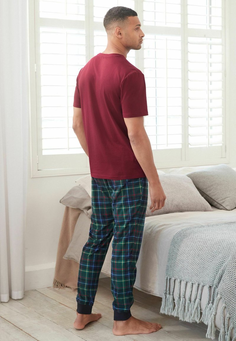 Next MOTION FLEX COSY CUFFED SET - Nachtwäsche Set - Red Navy Blue Check Short Sleeve