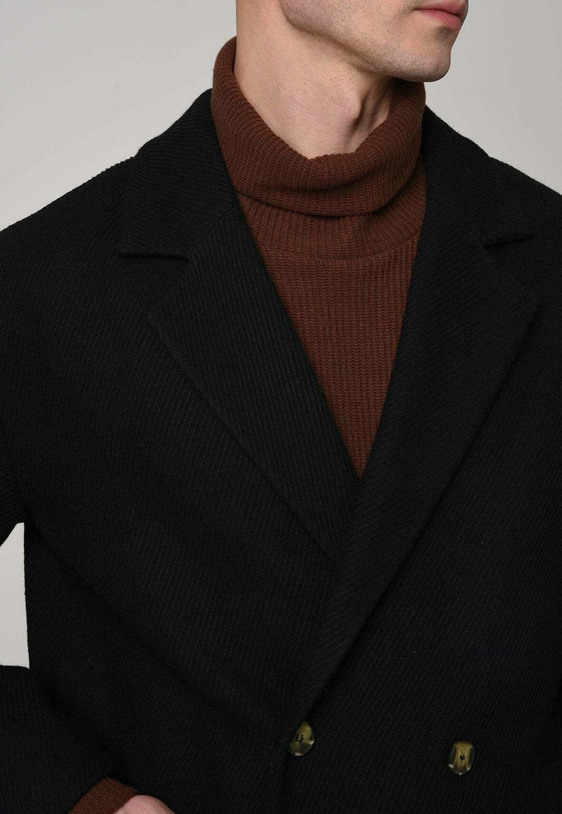  Klassischer Mantel - Black
