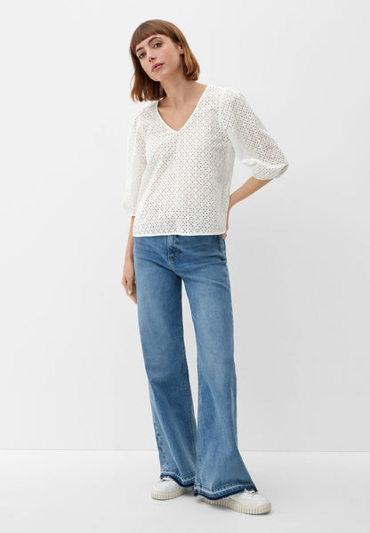S.Oliver AUS BRODERIE ANGLAISE - Bluse - Ecru