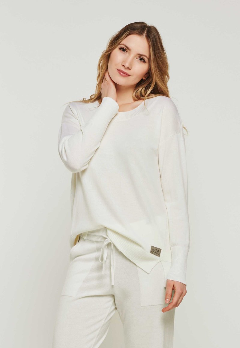  BELLA – FINE KNITTED PULLOVER WITH ROUNDNECK - Pyjama - Offwhite