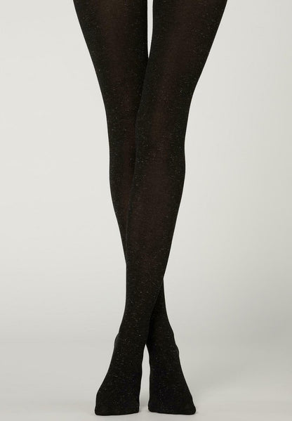 Calzedonia BLICKDICHTE MIT GLITZER - Strumpfhose - Schwarz Light Black/silver Glitter