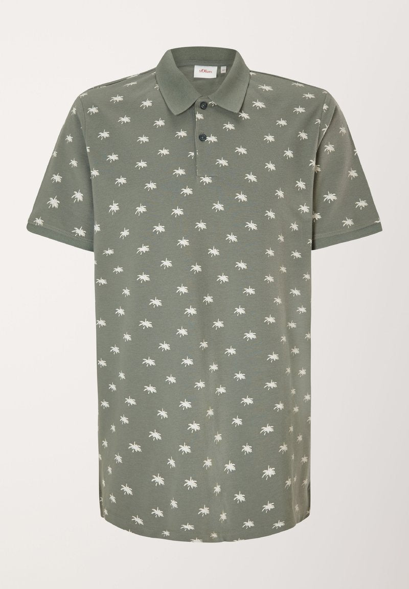 S.Oliver MIT ALLOVERMUSTER - Poloshirt - Khaki Oliv Aop