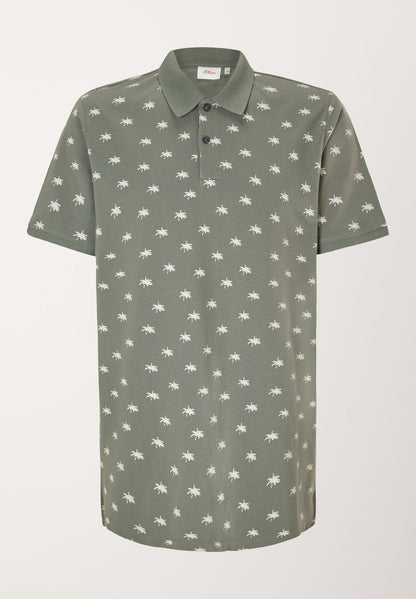 S.Oliver MIT ALLOVERMUSTER - Poloshirt - Khaki Oliv Aop