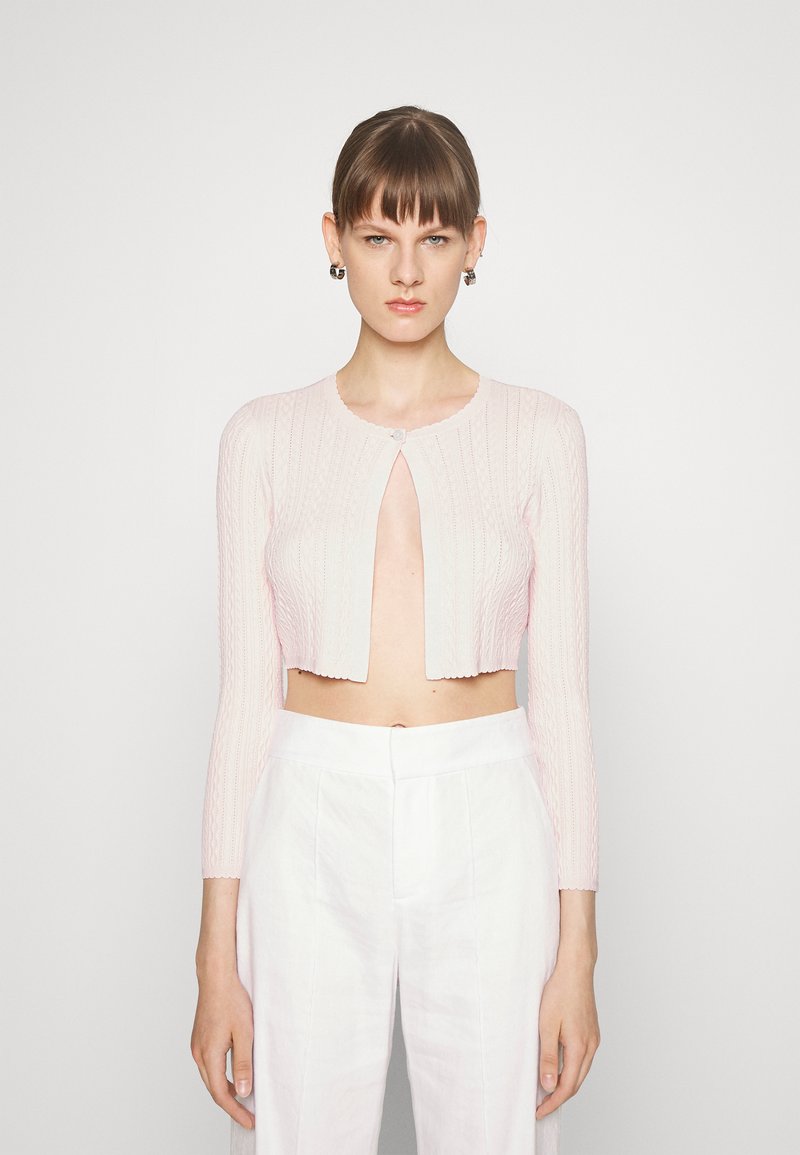 Needle & Thread TEXTURED KNIT CROP - Strickjacke - Pink