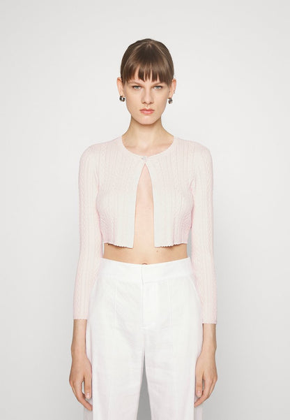 Needle & Thread TEXTURED KNIT CROP - Strickjacke - Pink