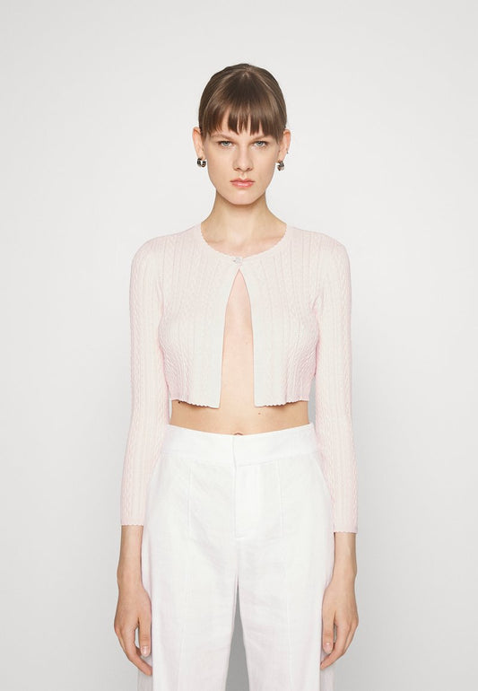 Needle & Thread TEXTURED KNIT CROP - Strickjacke - Pink