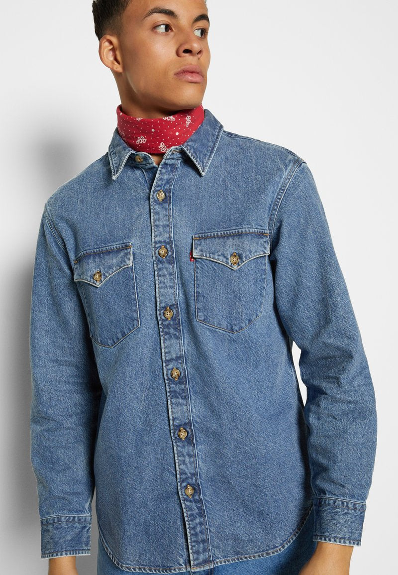  RELAXED FIT WESTERN - Hemd - Indigo Stonewash
