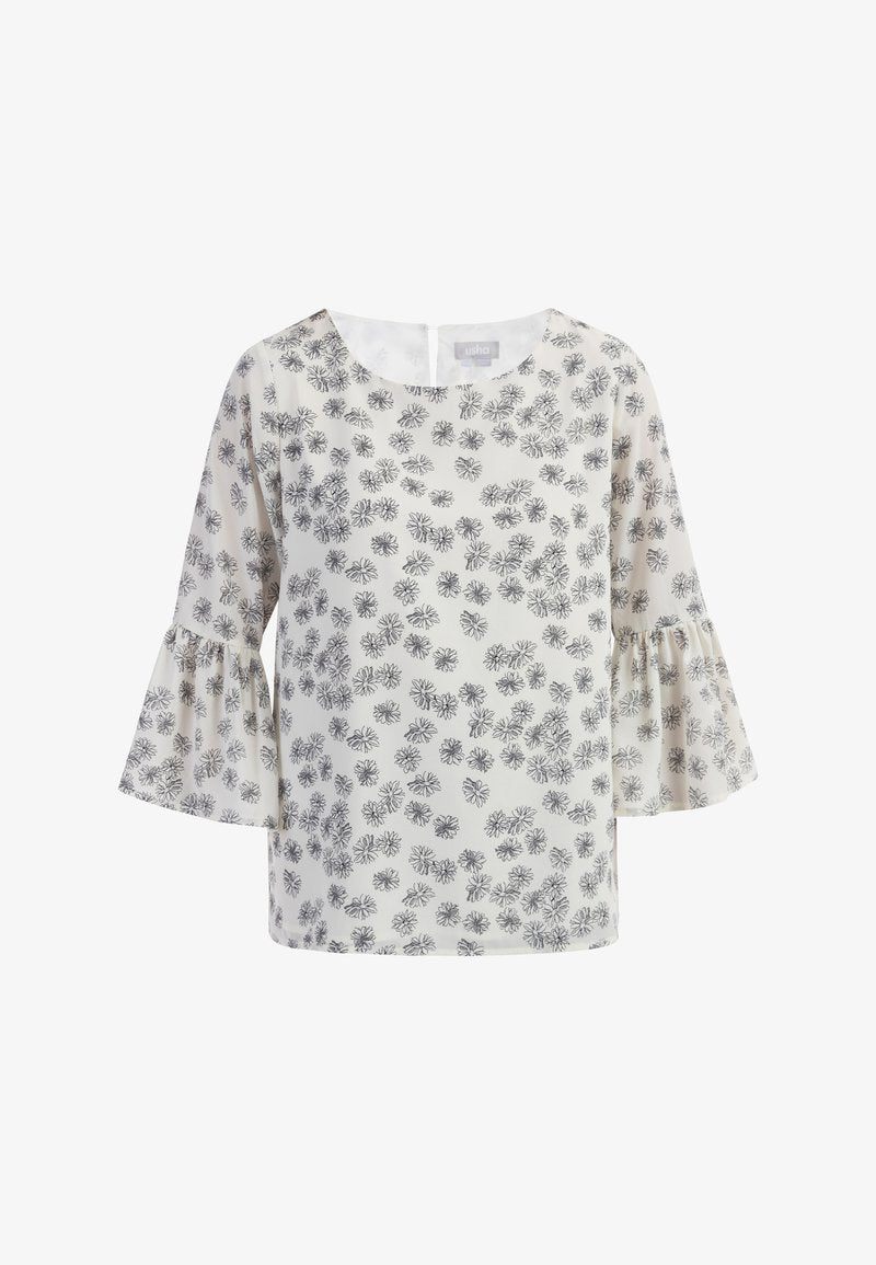 Usha Bluse - Wollweiss Schwarz