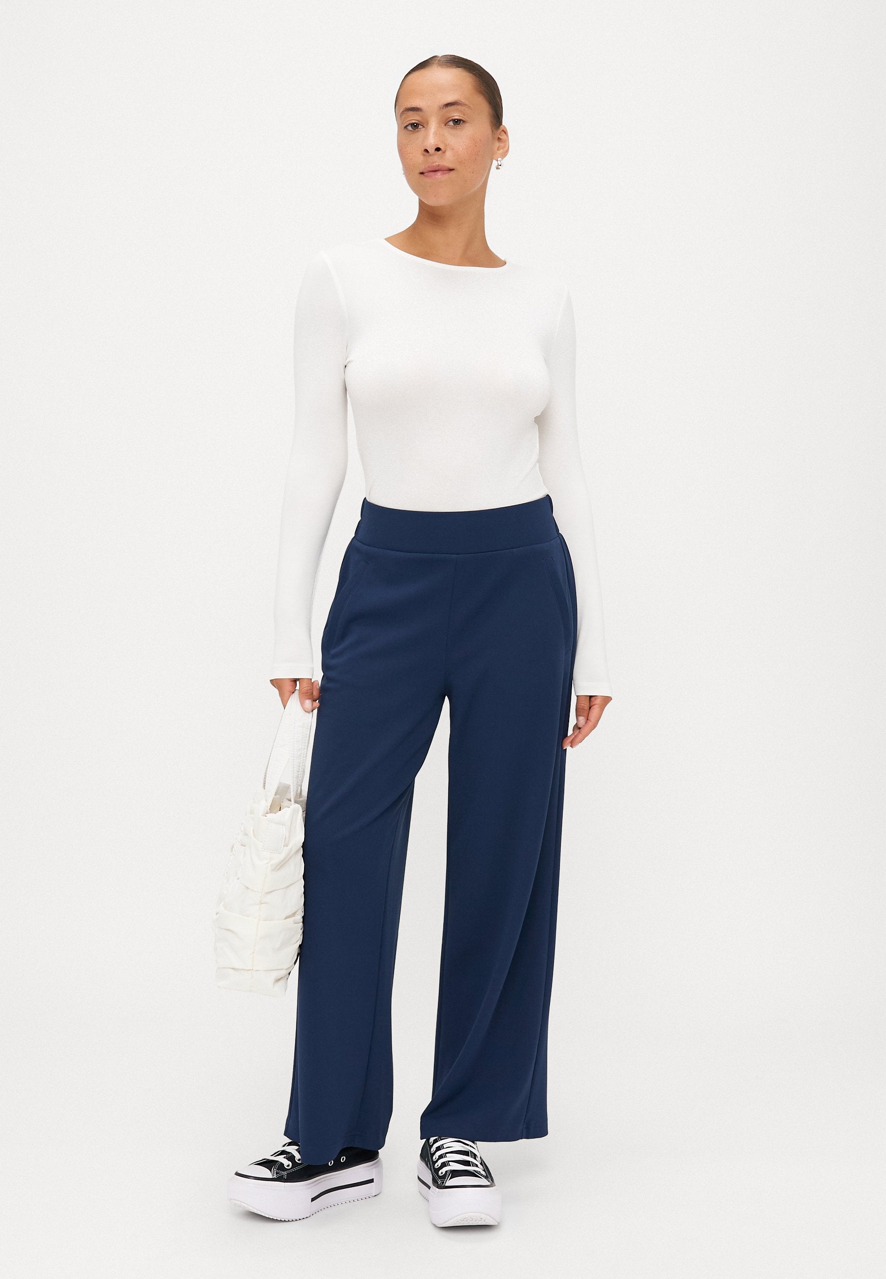 ONLY Petite ONLEVI LIFE WIDE - Trousers - Naval Academy