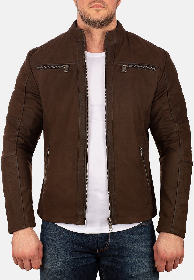  SLIM FIT - Lederjacke - Braun