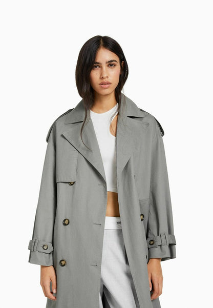 BERSHKA Trenchcoat - Grey