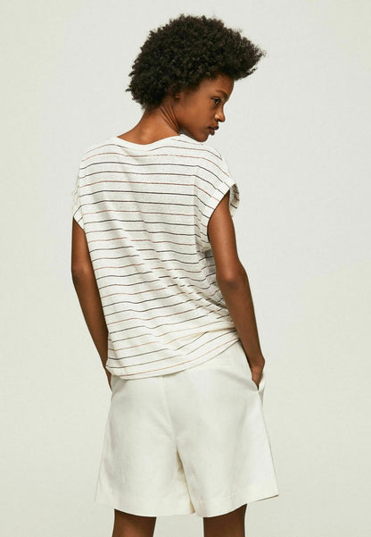 Pepe Jeans OLAYA - T-Shirt Print - Off White Brown