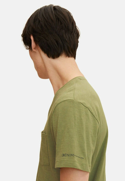 TOM TAILOR Denim BRUSTTASCHEÂ - T-Shirt Basic - Felt Green