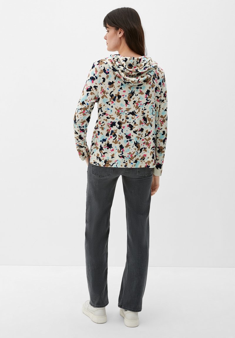 S.Oliver MIT ALLOVER-MUSTER - Kapuzenpullover - Ecru
