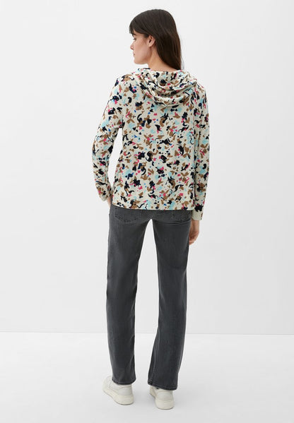 S.Oliver MIT ALLOVER-MUSTER - Kapuzenpullover - Ecru