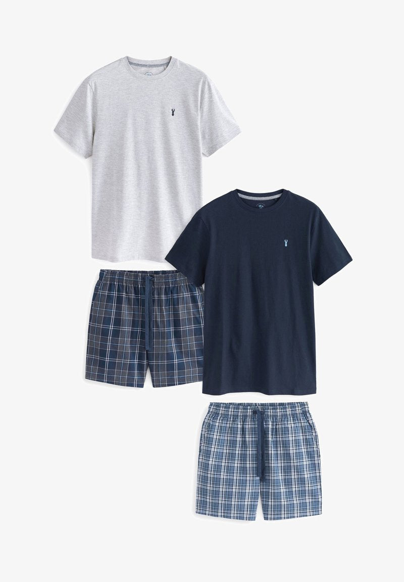 Next LIGHTWEIGHT SETS 2 PACK - Nachtwäsche Set - Navy Blue/grey Check