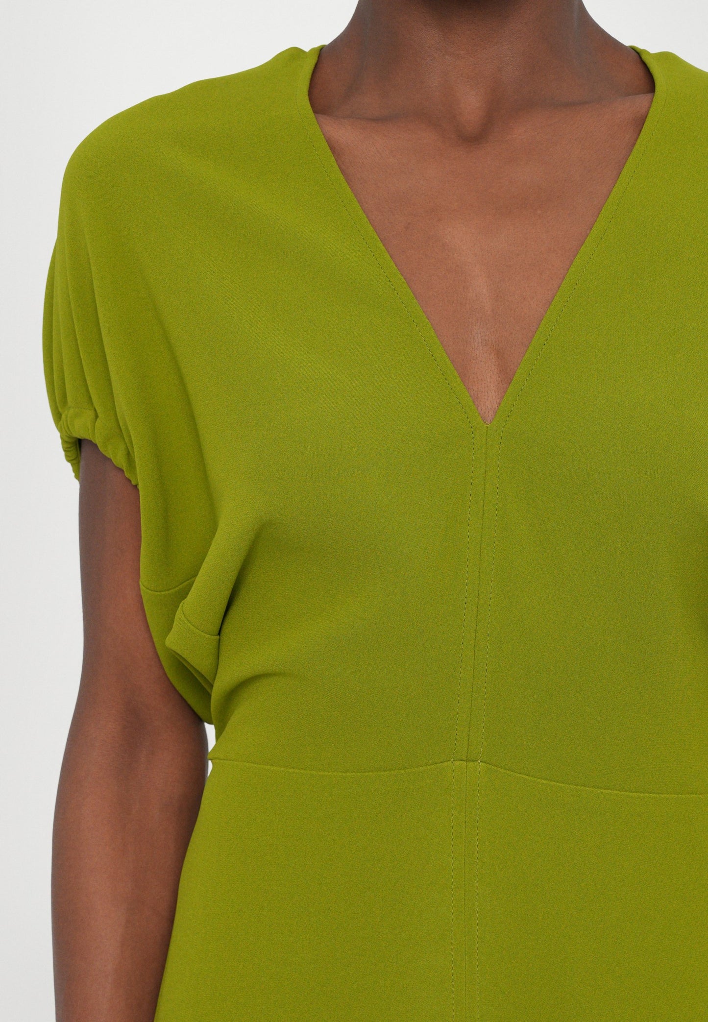 Victoria Beckham BLOUSON DETAIL MIDI DRESS - Jersey Dress - Green