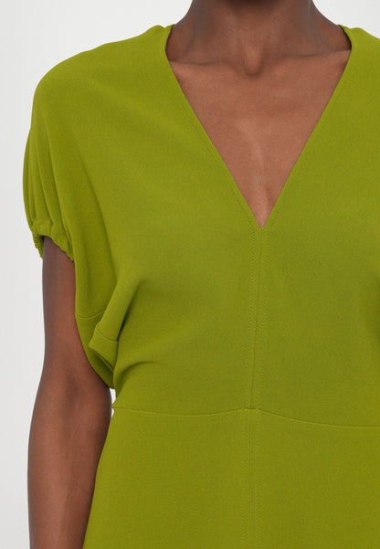 Victoria Beckham BLOUSON DETAIL MIDI DRESS - Jersey Dress - Green