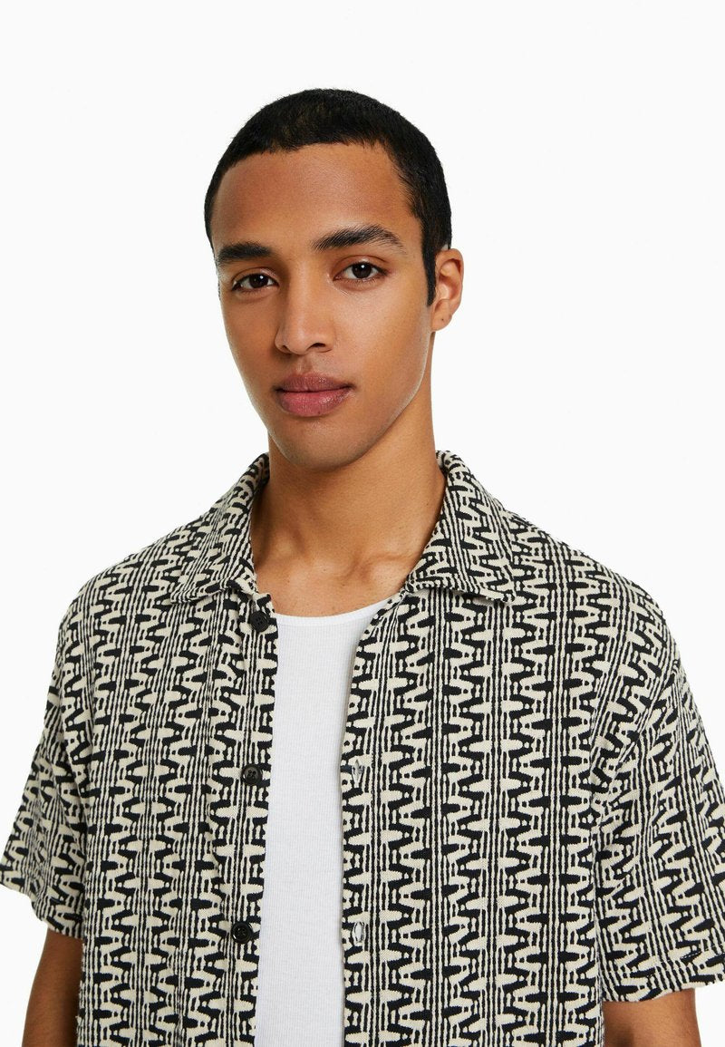 BERSHKA PRINTED SHORT SLEEVE - T-Shirt Print - Black