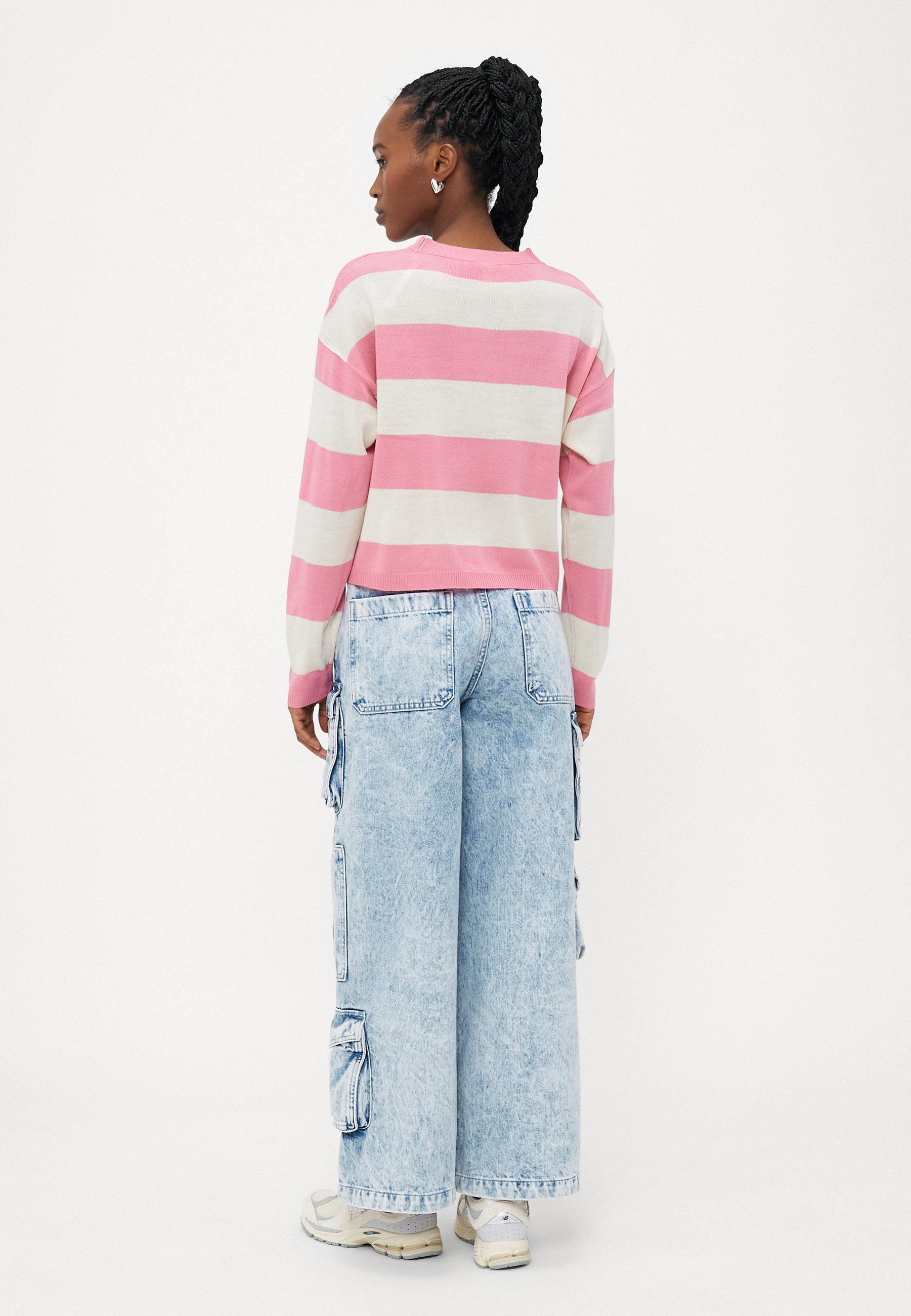 ONLY Petite ONLDERRY STRIPE O NECK - Jumper - Wild Rose/cloud Dancer