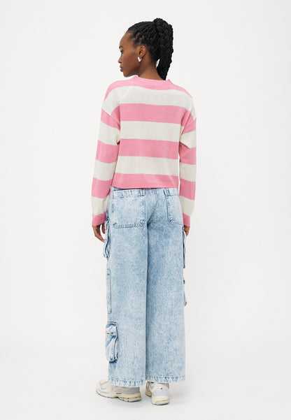 ONLY Petite ONLDERRY STRIPE O NECK - Jumper - Wild Rose/cloud Dancer