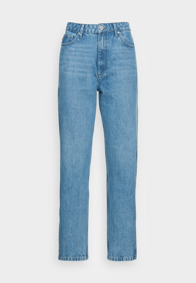 Gestuz DENA MOM JEANS - Jeans Straight Leg - Washed Mid Blue