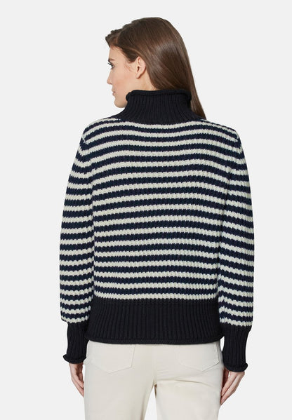  Stylischen - Strickpullover - Marine Wollweiß
