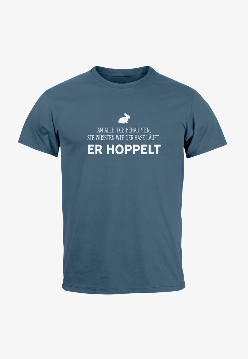 SPRUCH AN ALLE DIE WISSEN WIE DER HASE LÄUFT ER - T-Shirt Print - Navy