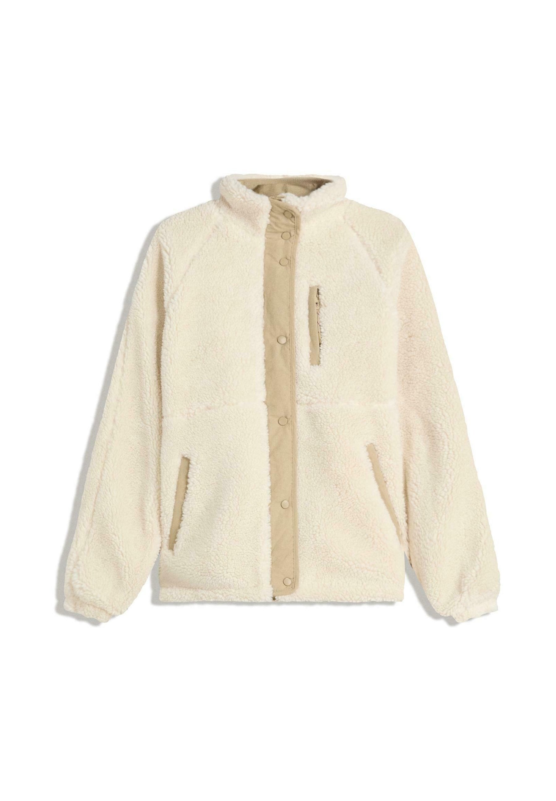 BERSHKA Fleece Jacket - Beige