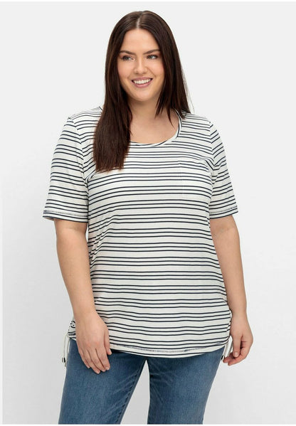 Sheego T-Shirt Print - Offwhite Gestreift