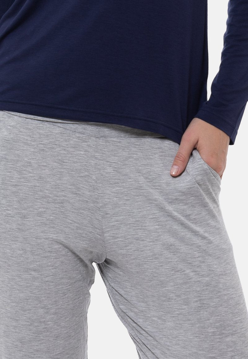MEY SET - Nachtwäsche Set - Grey Melange True Blue