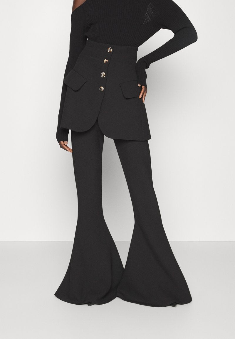 A.W.A.K.E. Mode MAXI FITTED PANTS WITH BASQUE - Stoffhose - Black
