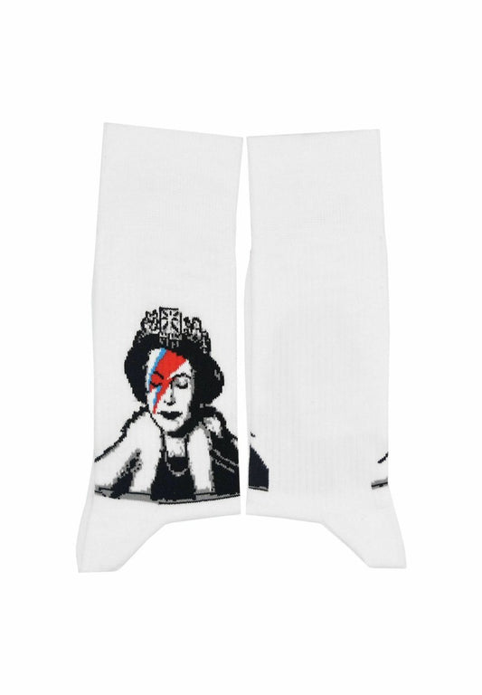  BANKSY GRAFFITI LIZZIE STARDUST - Socken - White