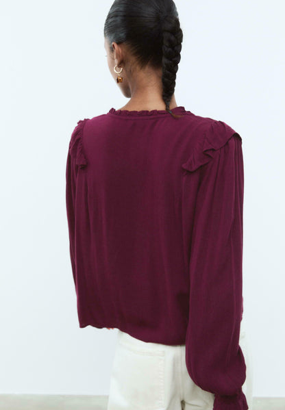 Stradivarius RUFFLED WITH BUTTONS - Blouse - Bordeaux