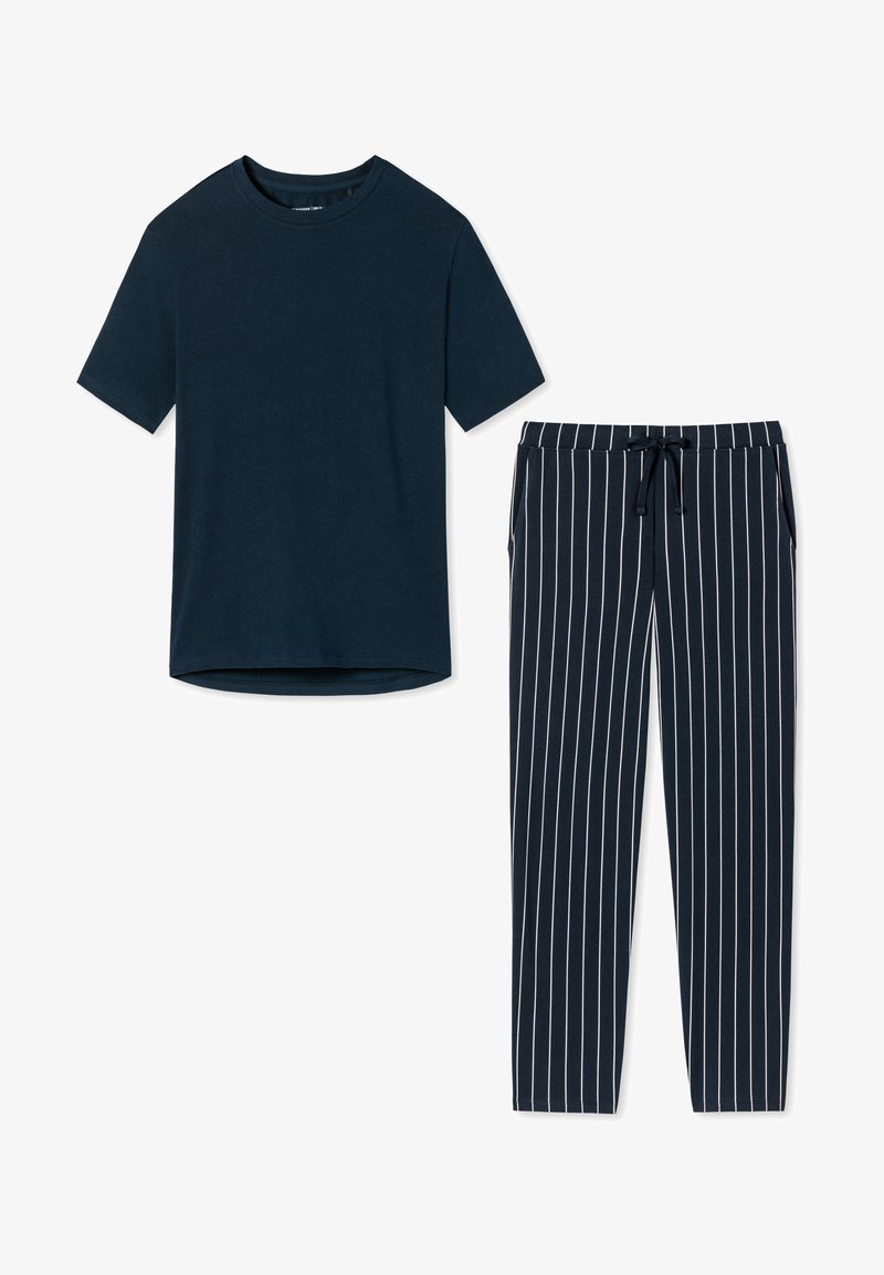 Schiesser ORGANIC - Nachtwäsche Set - Blau Gestreift Dunkelblau