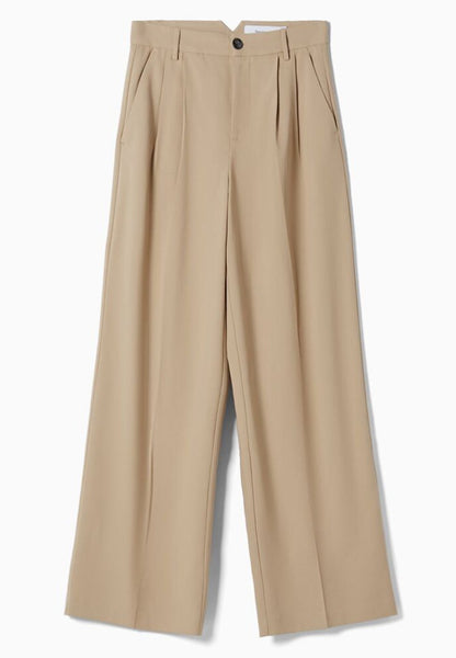 BERSHKA DAD FIT - Stoffhose - Camel