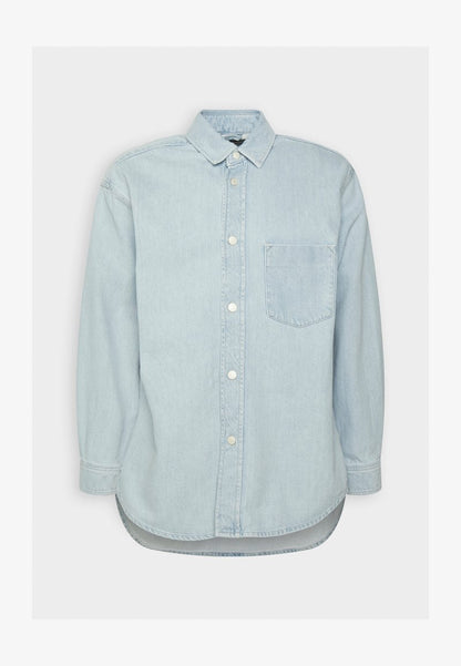 Marc O'Polo DENIM OVERSHIRT LONGSLEEVE COLLAR PATCH POCKET - Kurzmantel - Fresh Bleached Cobalt Blue