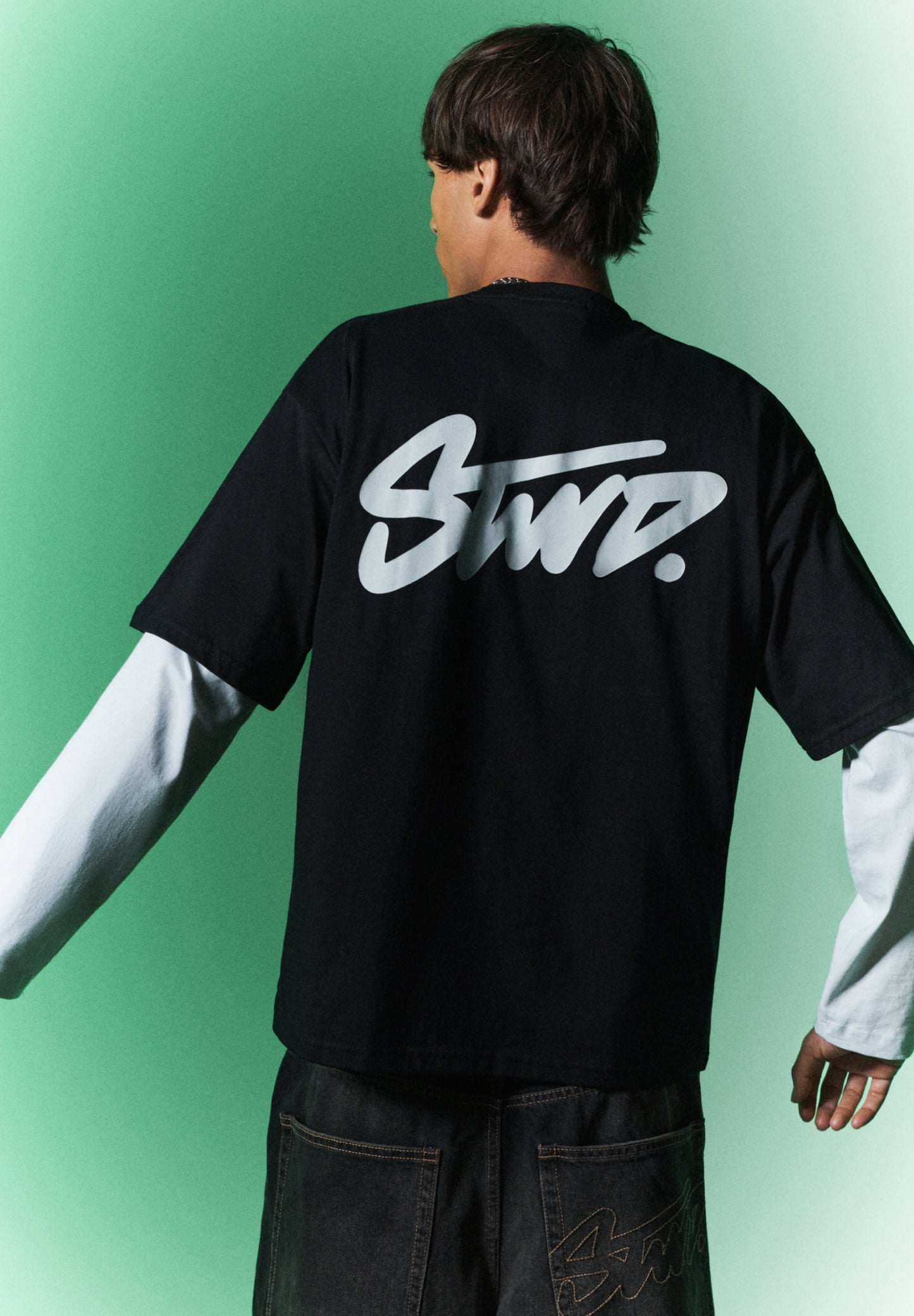 PULL & BEAR WITH LOGO - Print T-shirt - Black