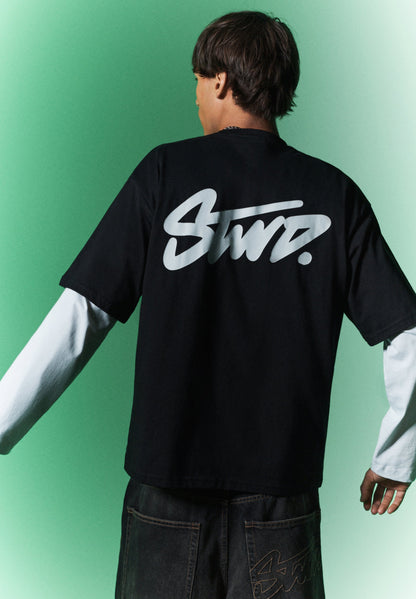 PULL & BEAR WITH LOGO - Print T-shirt - Black